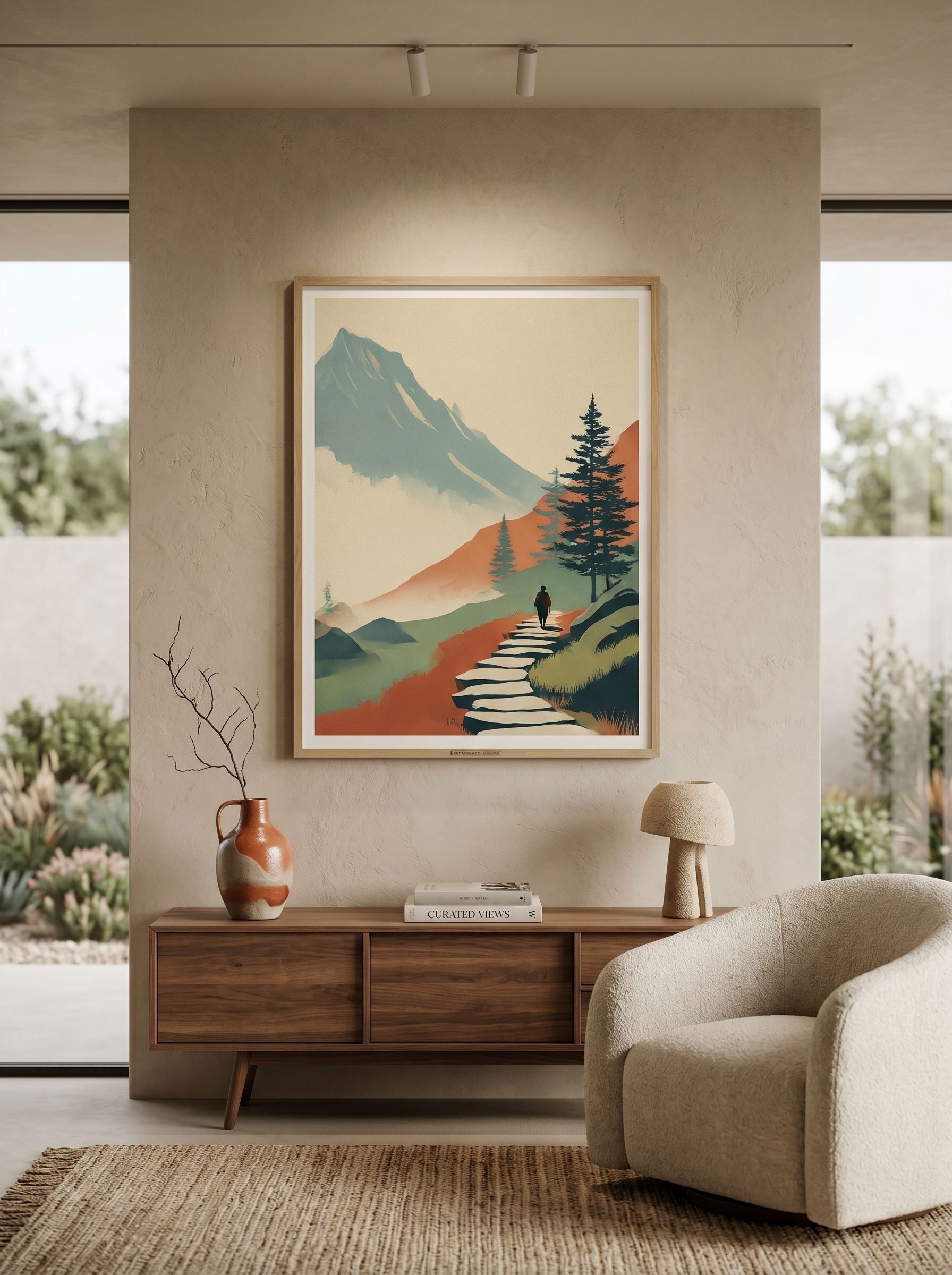 Misty Mountain Peak Japan – Retro Travel Poster Wall Art